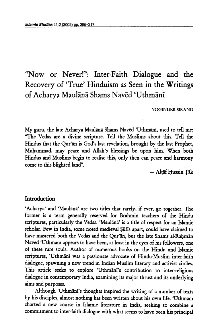 Recovery of True Hinduism, Acharya Maulana